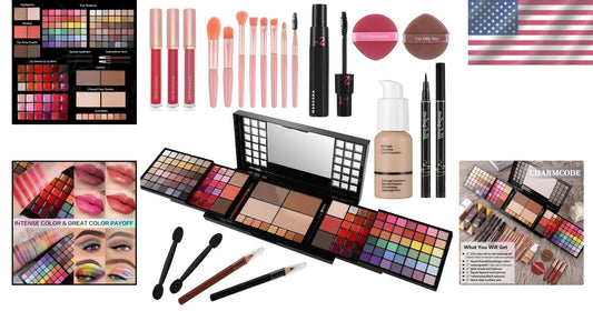 Elegant Makeup Gift Set for Women: All-in-One Case with Mirror and Tools