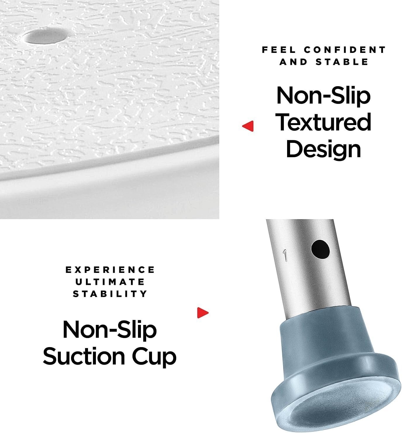 Adjustable Shower Chair Set of 3 - Includes Back Scrubber & Anti-Slip Safety