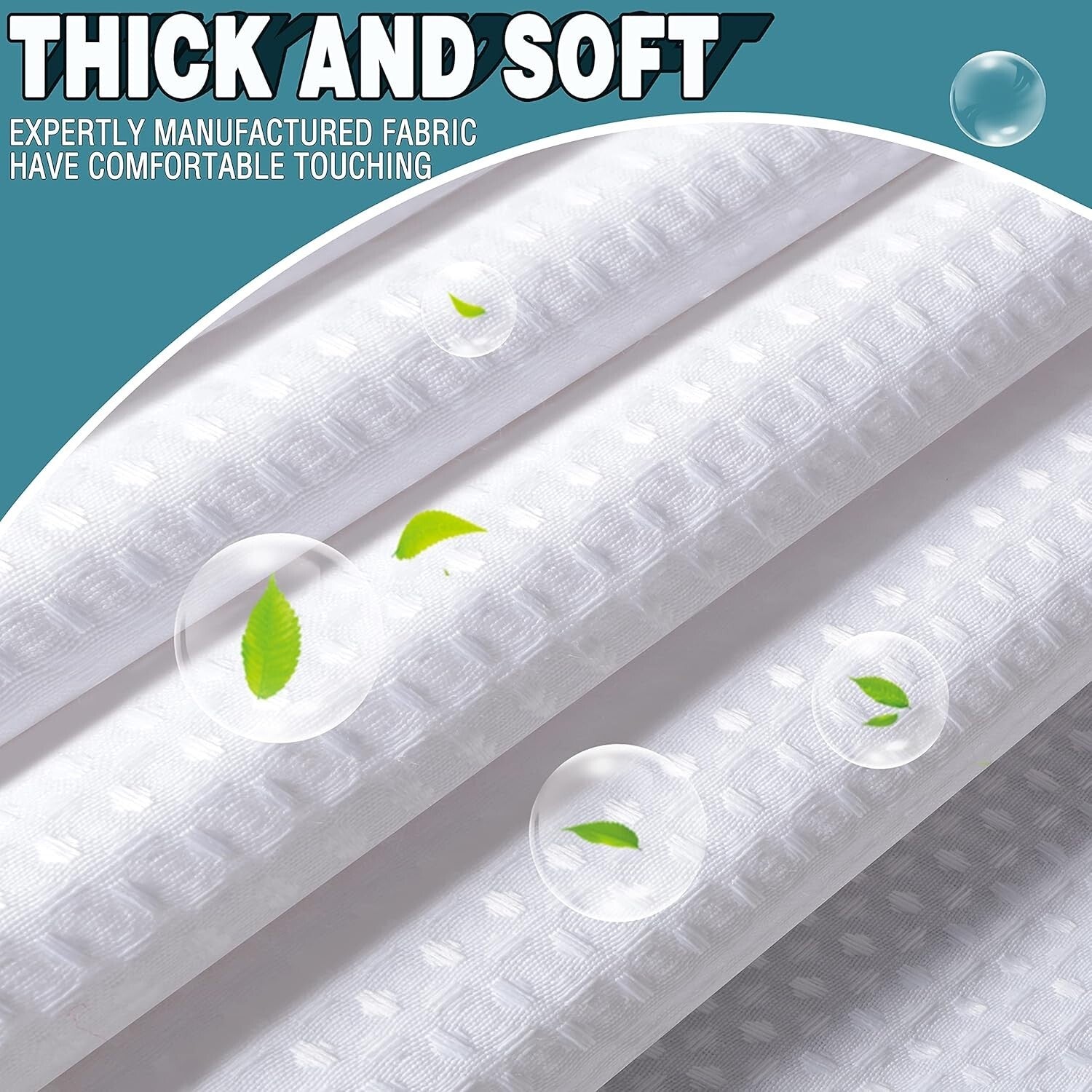 Elegant Waffle Weave Shower Curtain 71W x 84H with Water-Resistant Liner