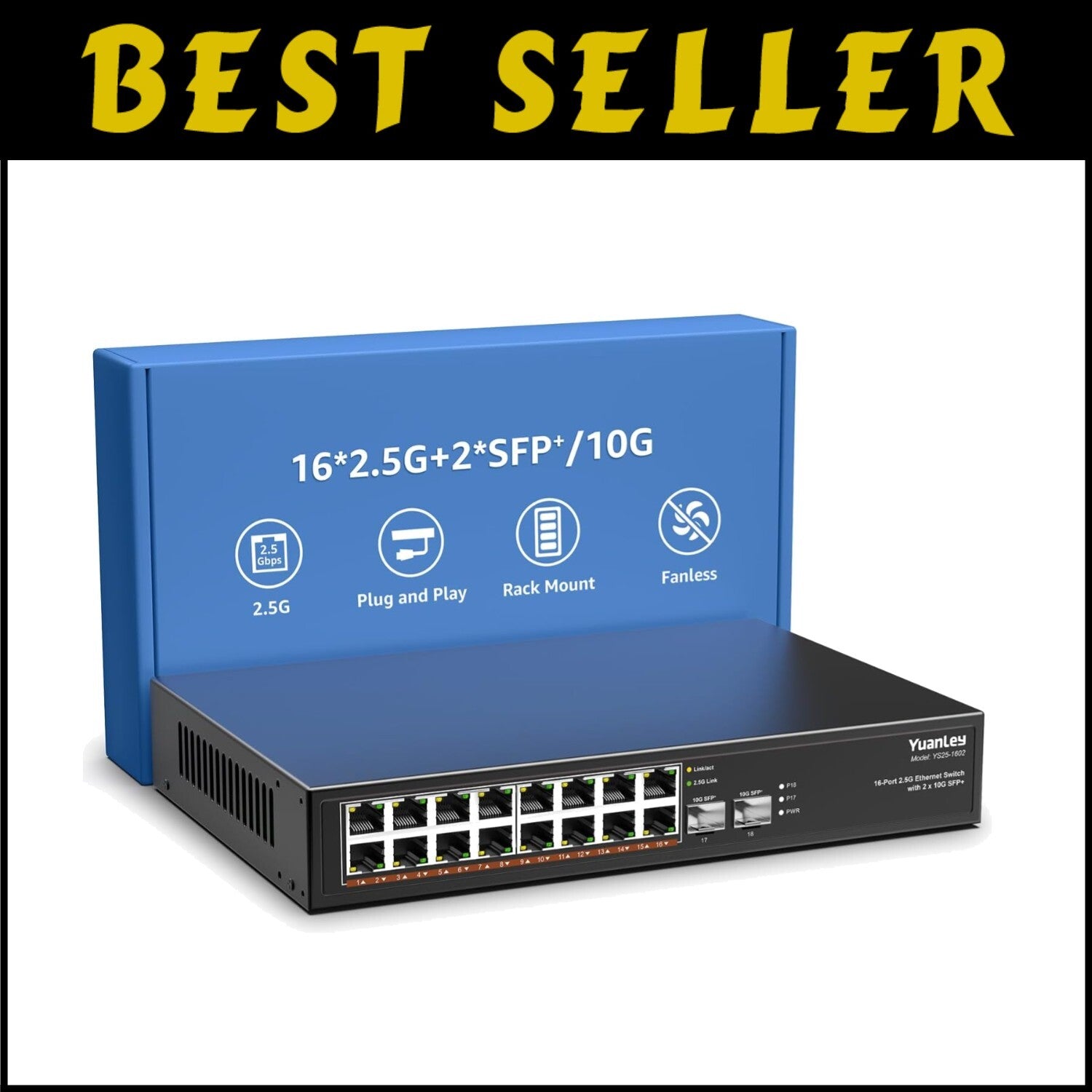 2.5G Unmanaged Network Switch with 18 Ports - Metal, Plug and Play Convenience