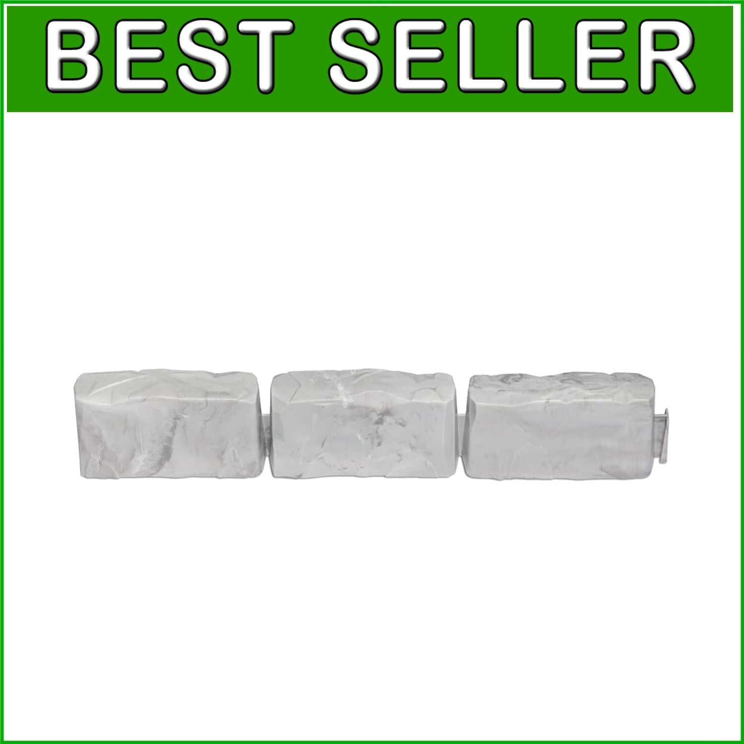 Durable Stone-Look Landscape Edging with Anchoring Spikes - 60ft Light Gray