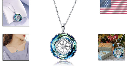 18-Inch Sterling Silver Compass Necklace - Unique Graduation & Anniversary Gift