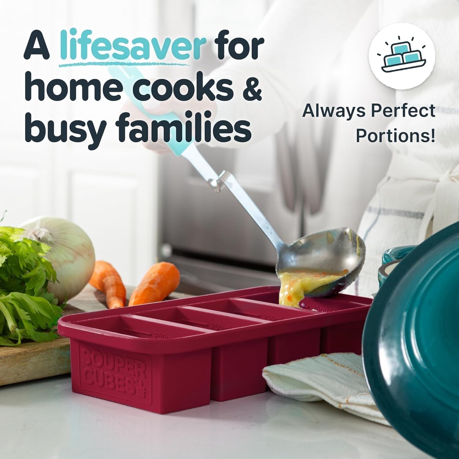 Durable Platinum Silicone Freezer Tray Set - Ideal for Broths and Leftovers