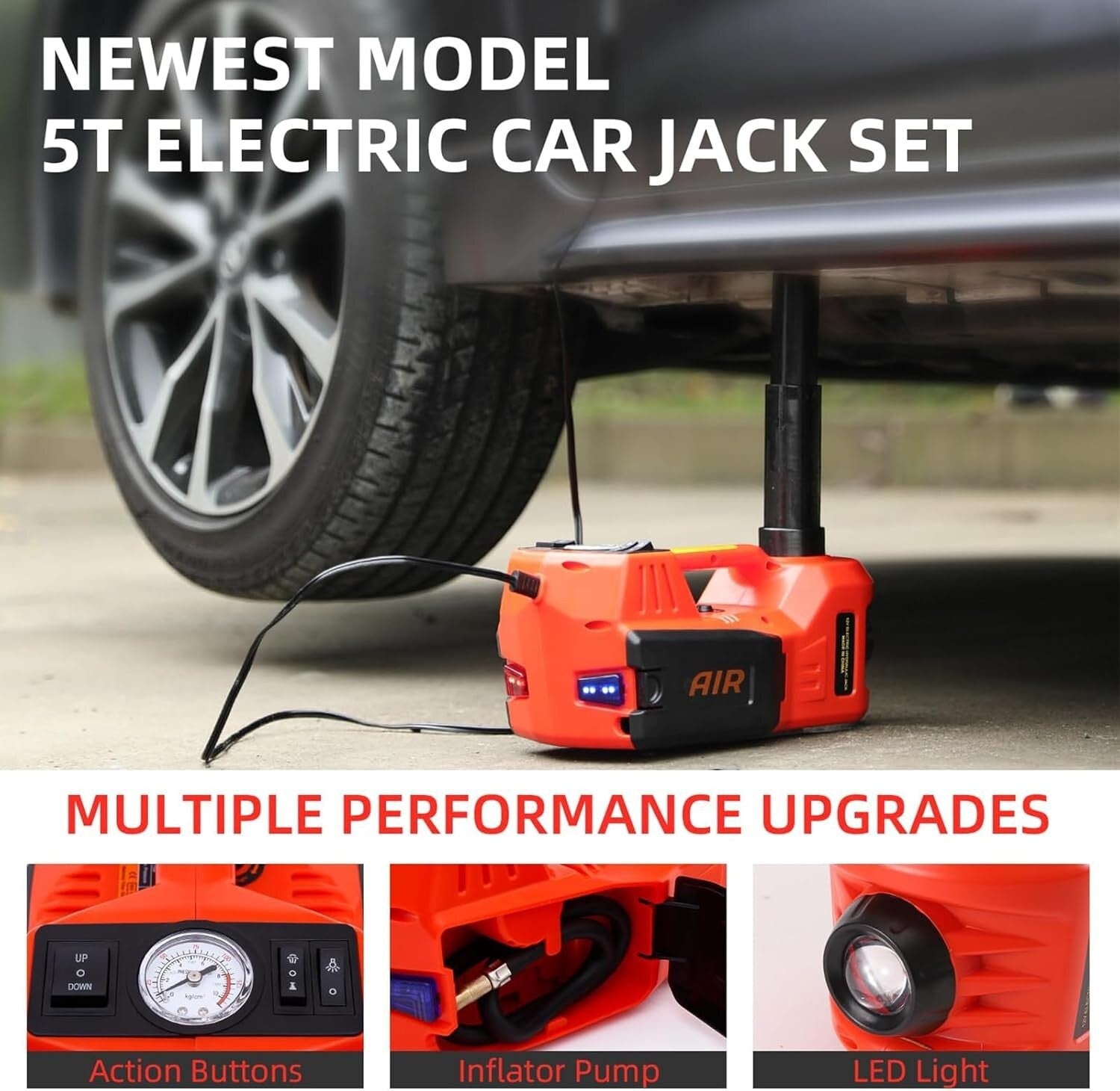 Professional Electric Hydraulic Jack with Built-in Inflator – Ultimate Car Tool