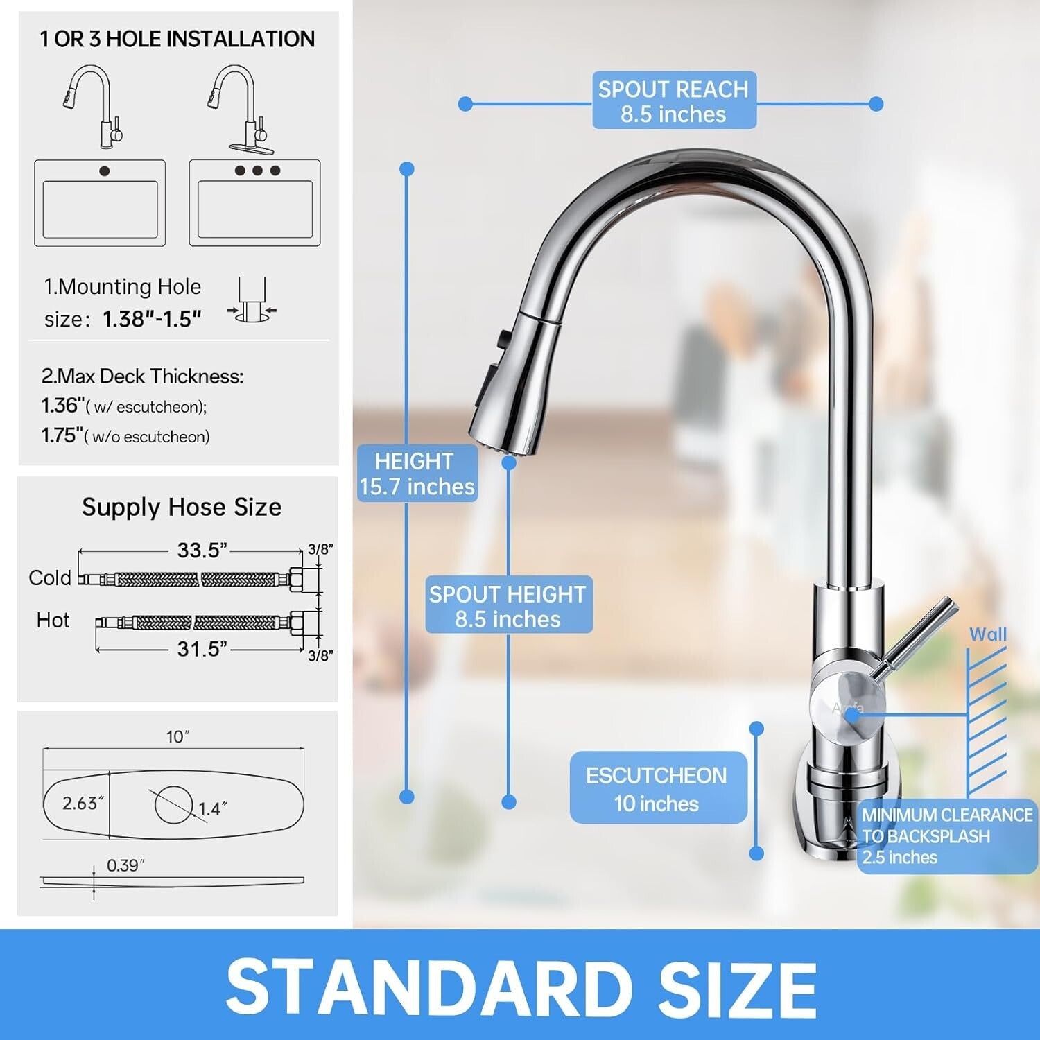 Chrome Pull Down Kitchen Faucet with 3-Function Sprayer for Efficient Cleaning