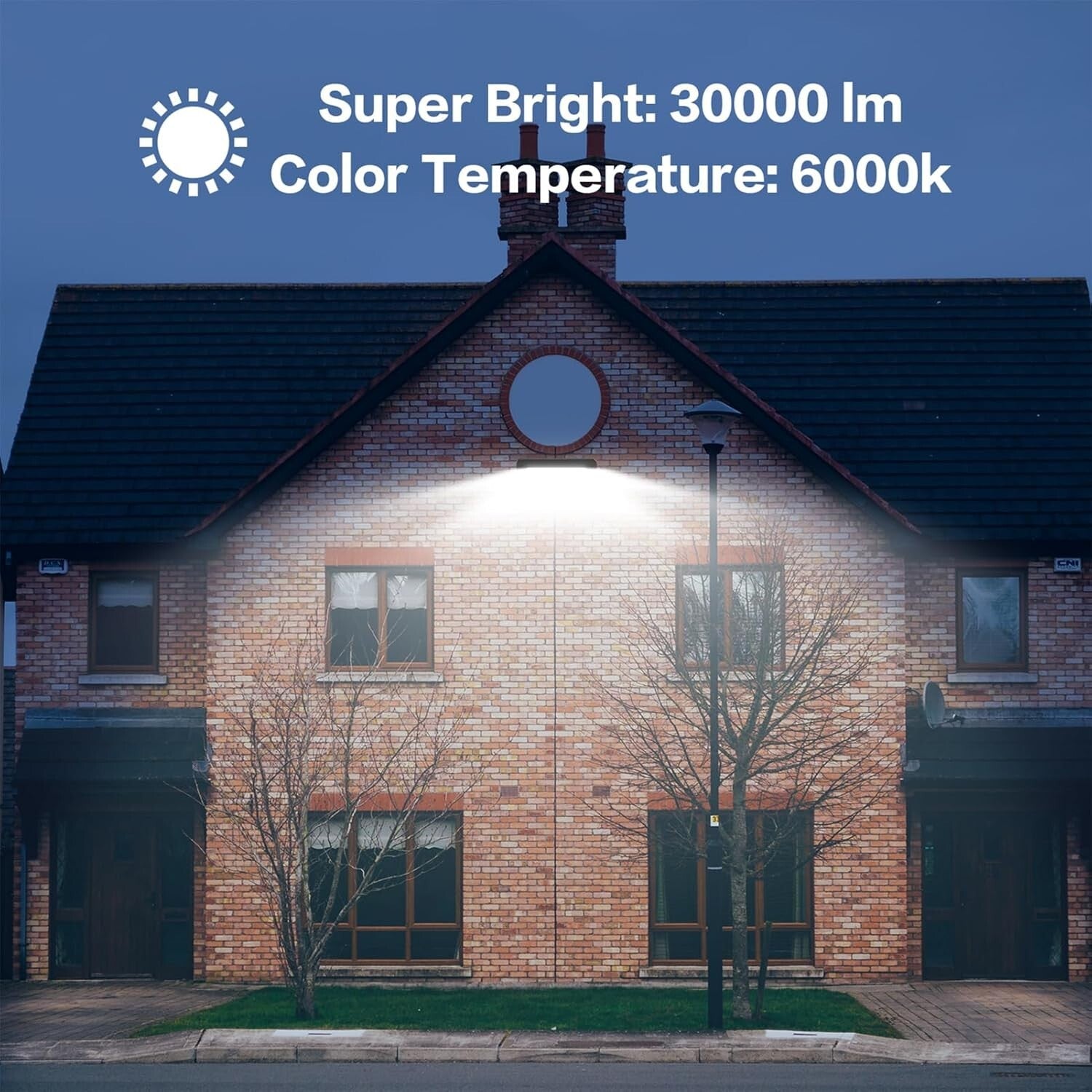 High-Efficiency Outdoor Security Lights, 30000lm Daylight White LED Floodlight