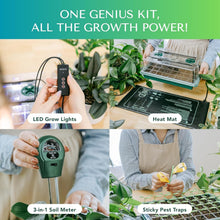 Load image into Gallery viewer, Advanced Seed Starter Tray with Heat Mat, Soil Meter &amp; Gnat Traps - Indoor Use