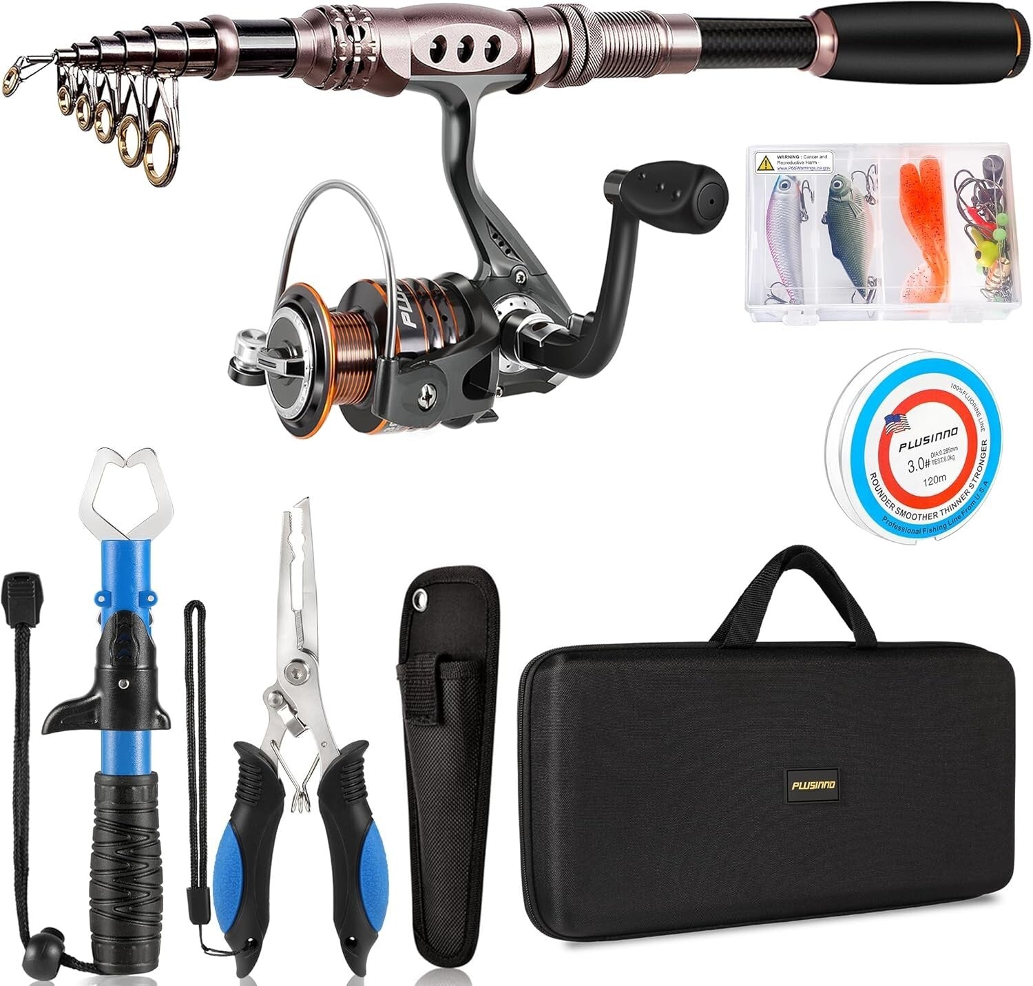 1.8m Fishing Rod & Reel Combo - Lightweight Telescopic Carbon Kit for Fishing