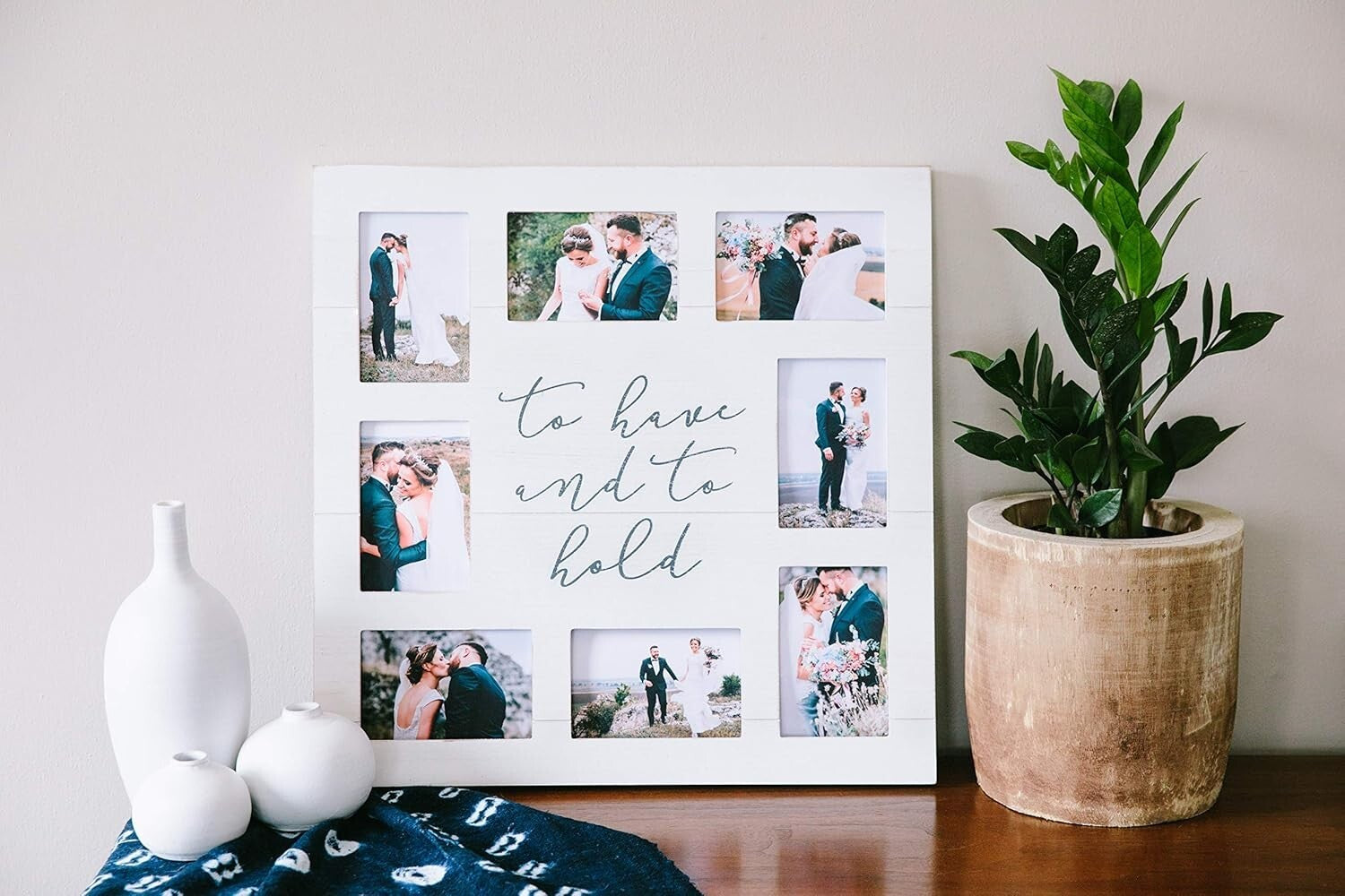 Elegant 20x20 Shiplap Collage Frame with 8 Photo Inserts - Wedding Keepsake