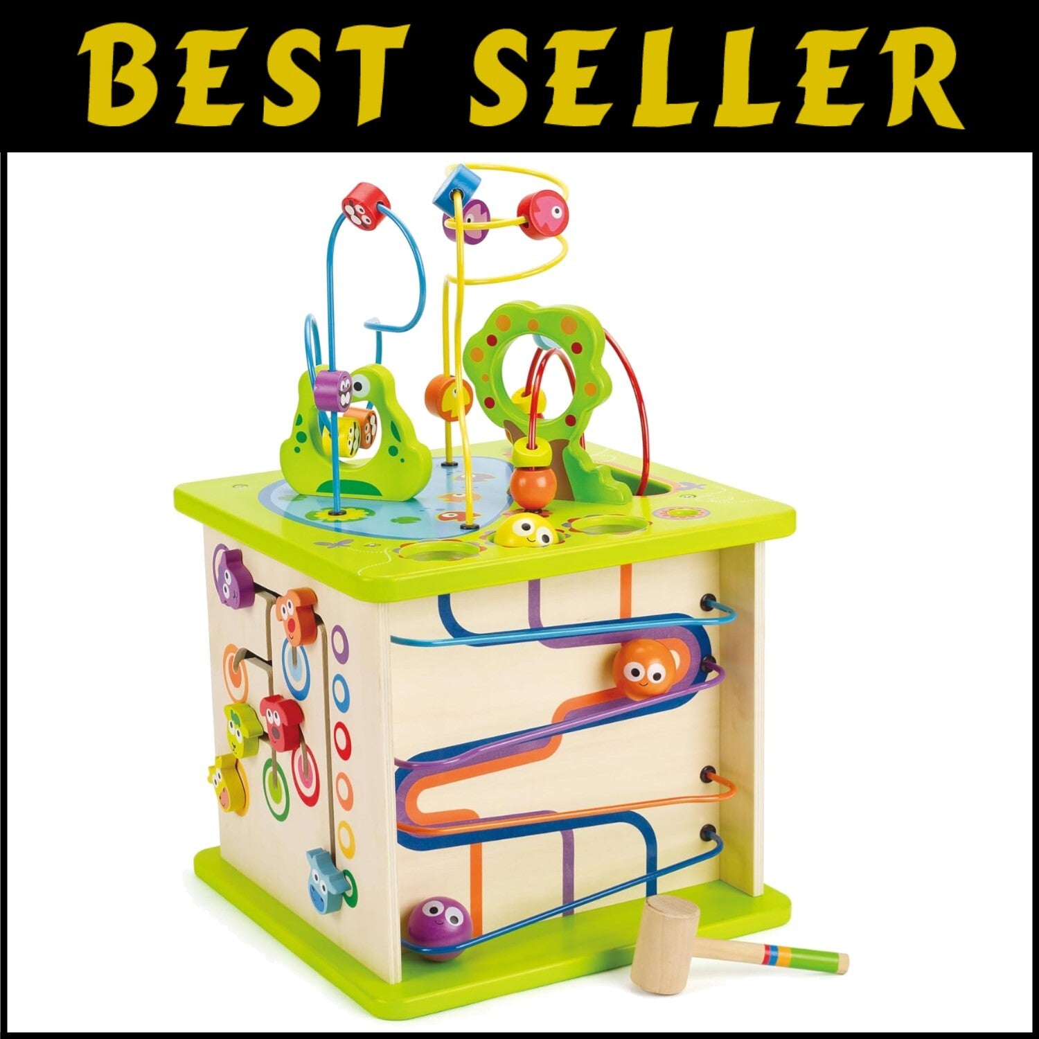 Country Critters Wooden Activity Cube - 5-Sided Learning Toy for Toddlers