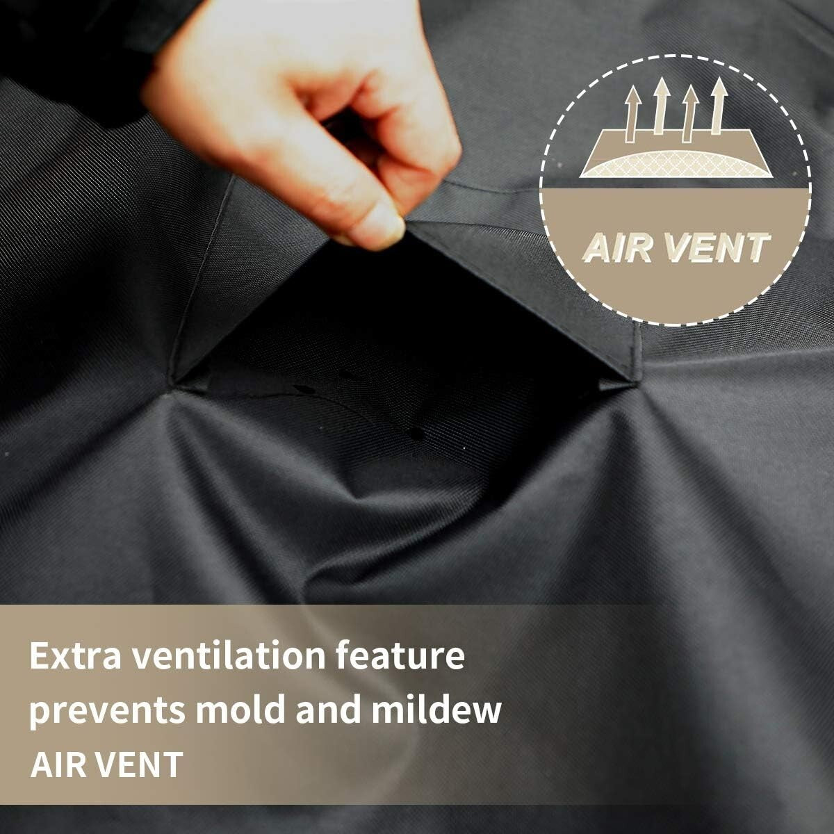 Black Waterproof Swing Canopy Cover 3-Seater - Heavy Duty All Weather Protection