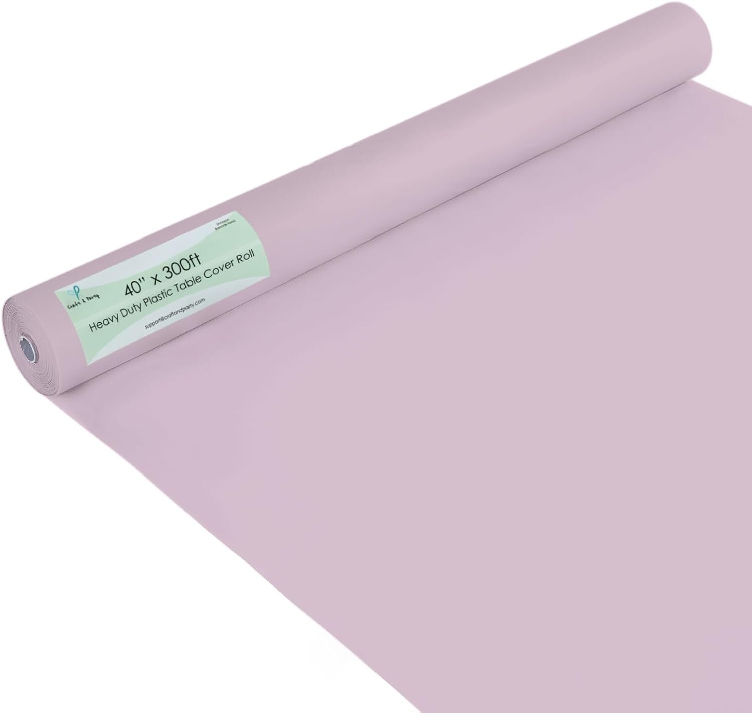 Elegant Light Pink 40'' x 300ft Disposable Tablecloth Roll for All-Season Events