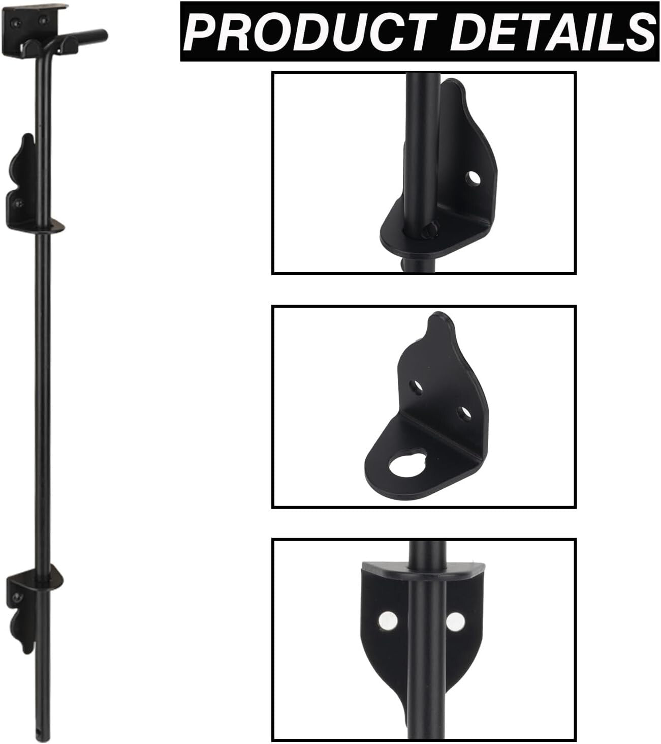 Durable 36" Cane Bolt with Powder Coating - Perfect for Gates & Fences, 2-Pack