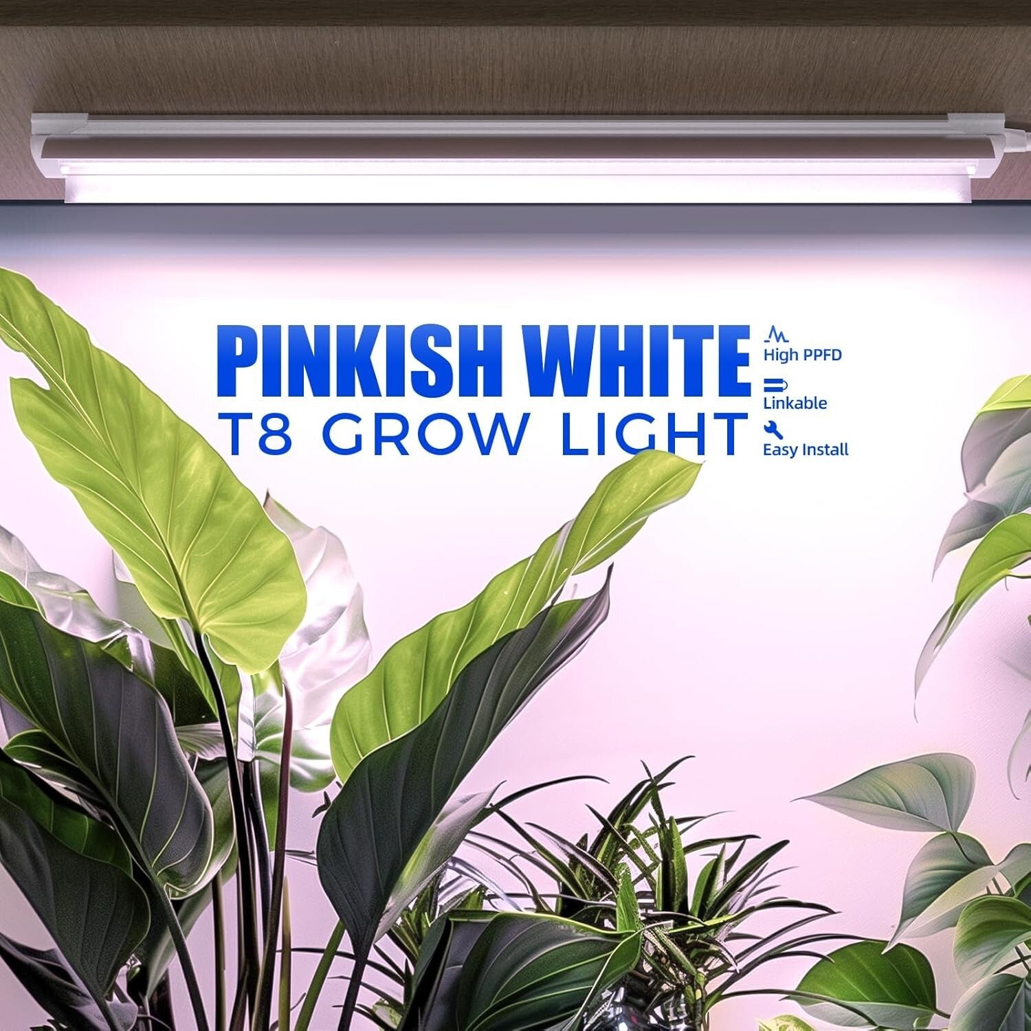 Super Bright 2FT T8 Grow Lights with V-Shaped Reflector for Home Indoor Greenery
