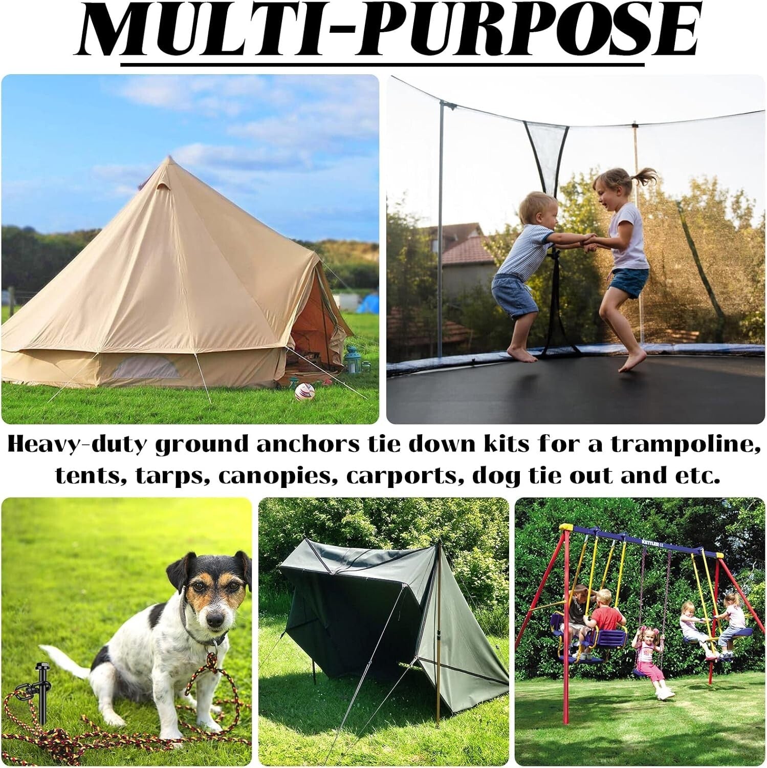 6 Heavy-Duty Spiral Ground Stakes with T-Handle Wrench - Perfect for Outdoors