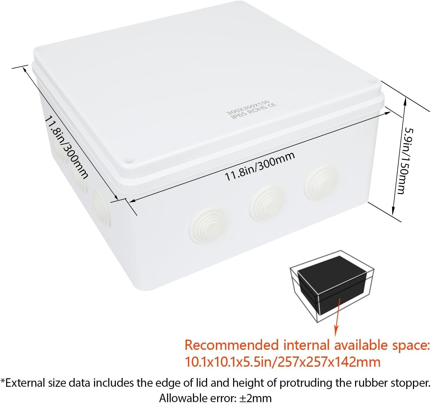 Electrical Junction Box with IP65 Rating - Compact 11.8" x 11.8" for Any Project