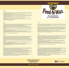 Load image into Gallery viewer, 64-Oz Howard Feed-N-Wax Wood Polish - Restore and Protect All Wood Surfaces