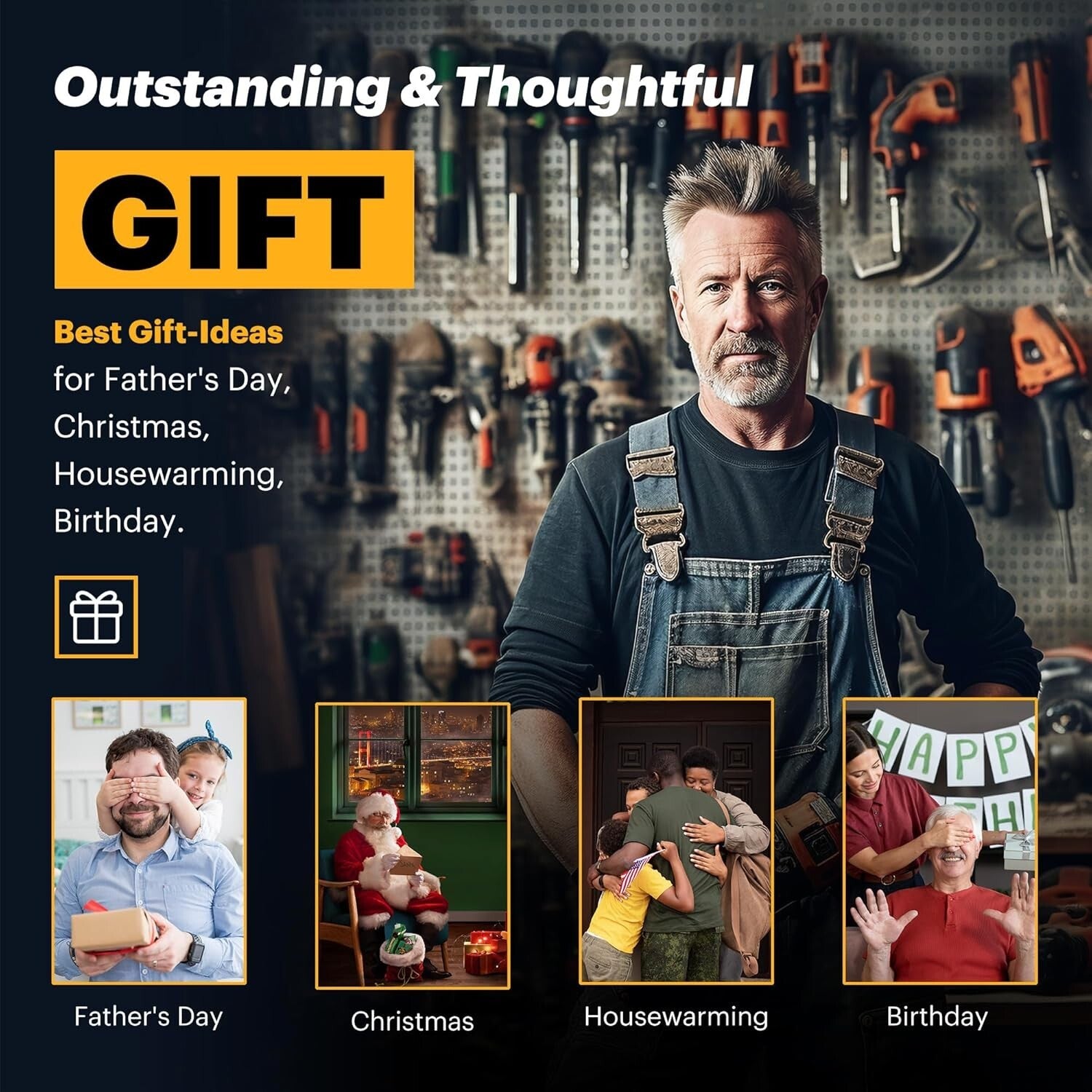 3-Layer Tool Storage Shelf with Detachable Power Strip - Ideal for Garage Space