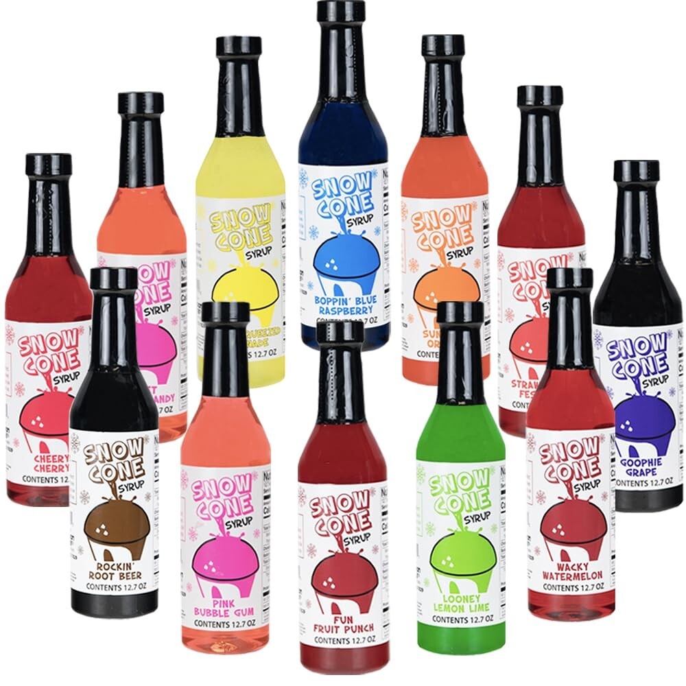 Ultimate 12 Flavor Snow Cone Syrup Pack - Perfect for Summer Parties!