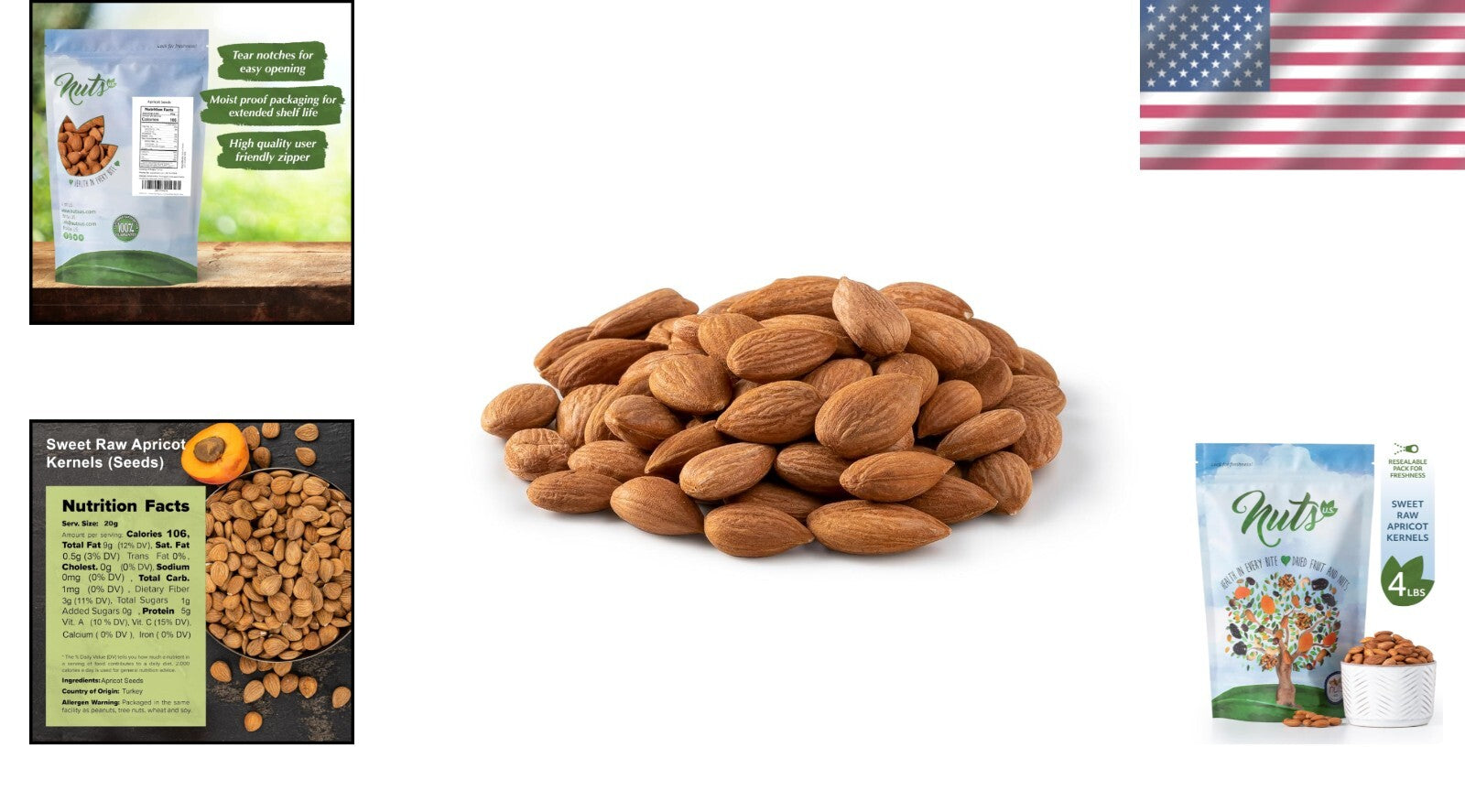 Delicious Sweet Apricot Seeds - Perfect for Smoothies, 4 LB Resealable Bags