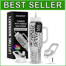 Load image into Gallery viewer, 46oz Coldest Leak-Proof Insulated Tumbler - Stylish Silver Leopard Design