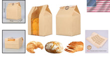 Load image into Gallery viewer, 200-Pack Large Kraft Paper Bakery Bags with Window for Stylish Bread Storage