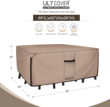 Load image into Gallery viewer, Heavy-Duty Rectangular Patio Table Cover - 600D Waterproof Canvas 88x62 inches