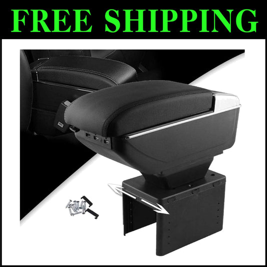 Premium Double Layer Armrest Box for Cars with Retractable Cup Holder & 7 USB