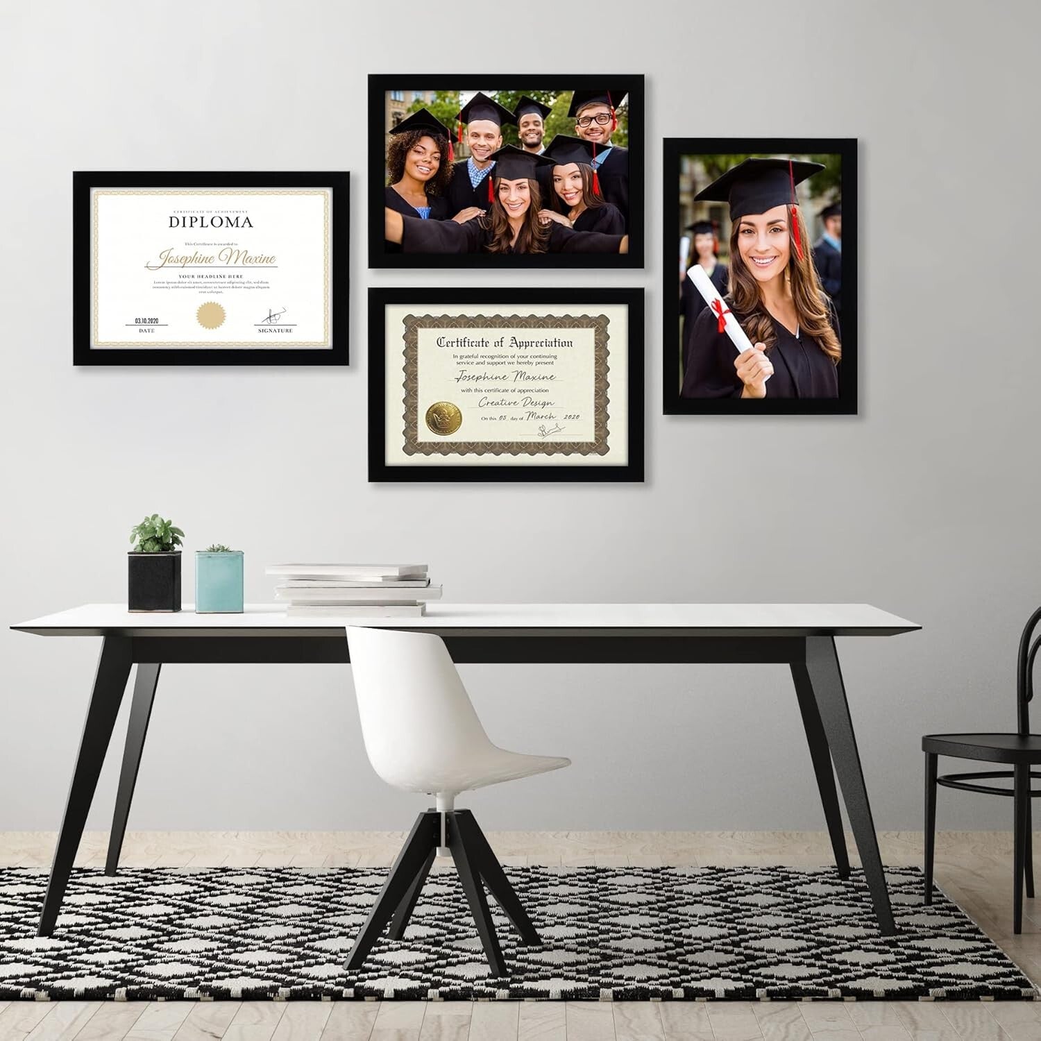 Gallery Style Black Picture Frames 11x17 with Durable Engineered Wood - 4 Pack