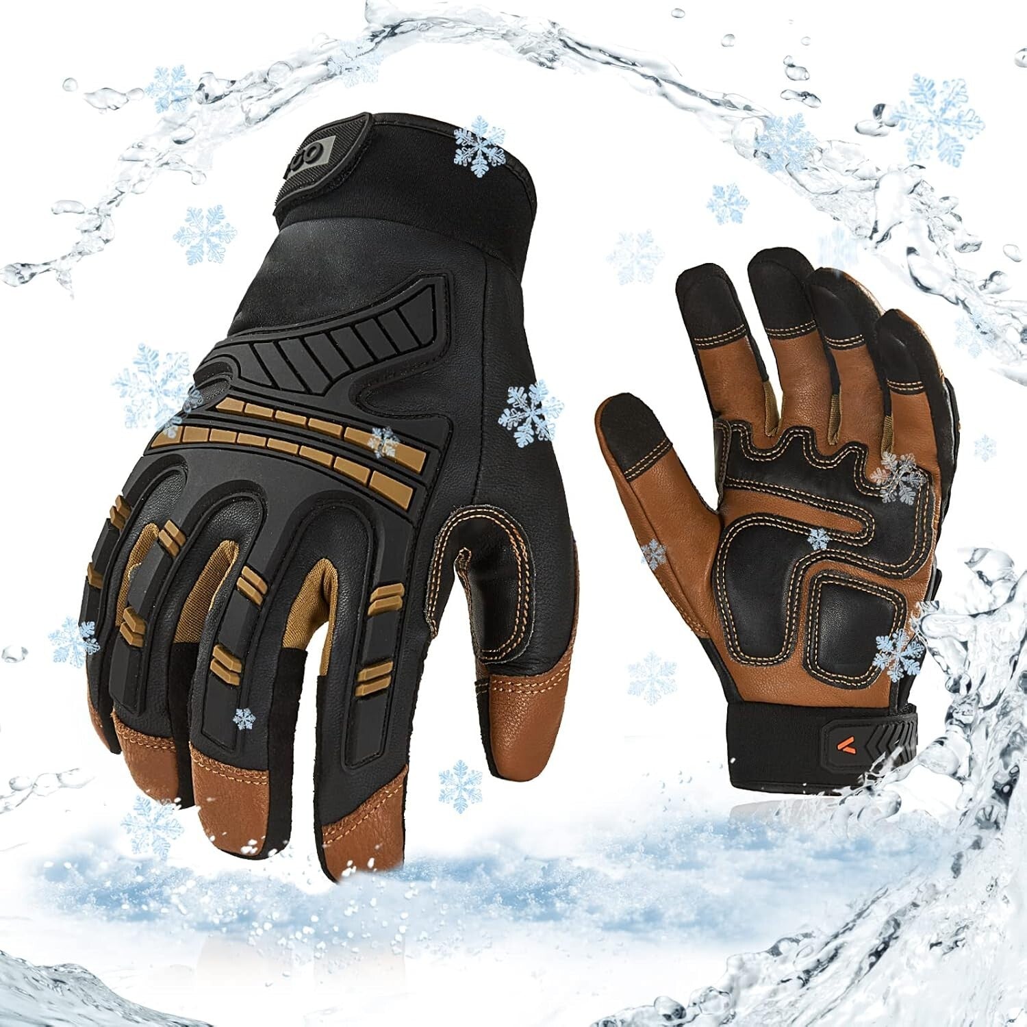 Ergonomic High Dexterity Winter Gloves - Touchscreen, Waterproof, Brown Medium