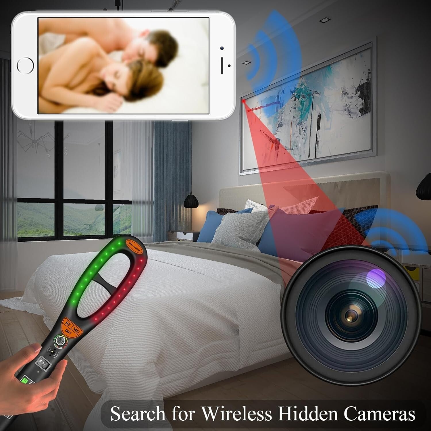 Rechargeable Camera Scanner - High Sensitivity Bug Detection for Home & Hotel