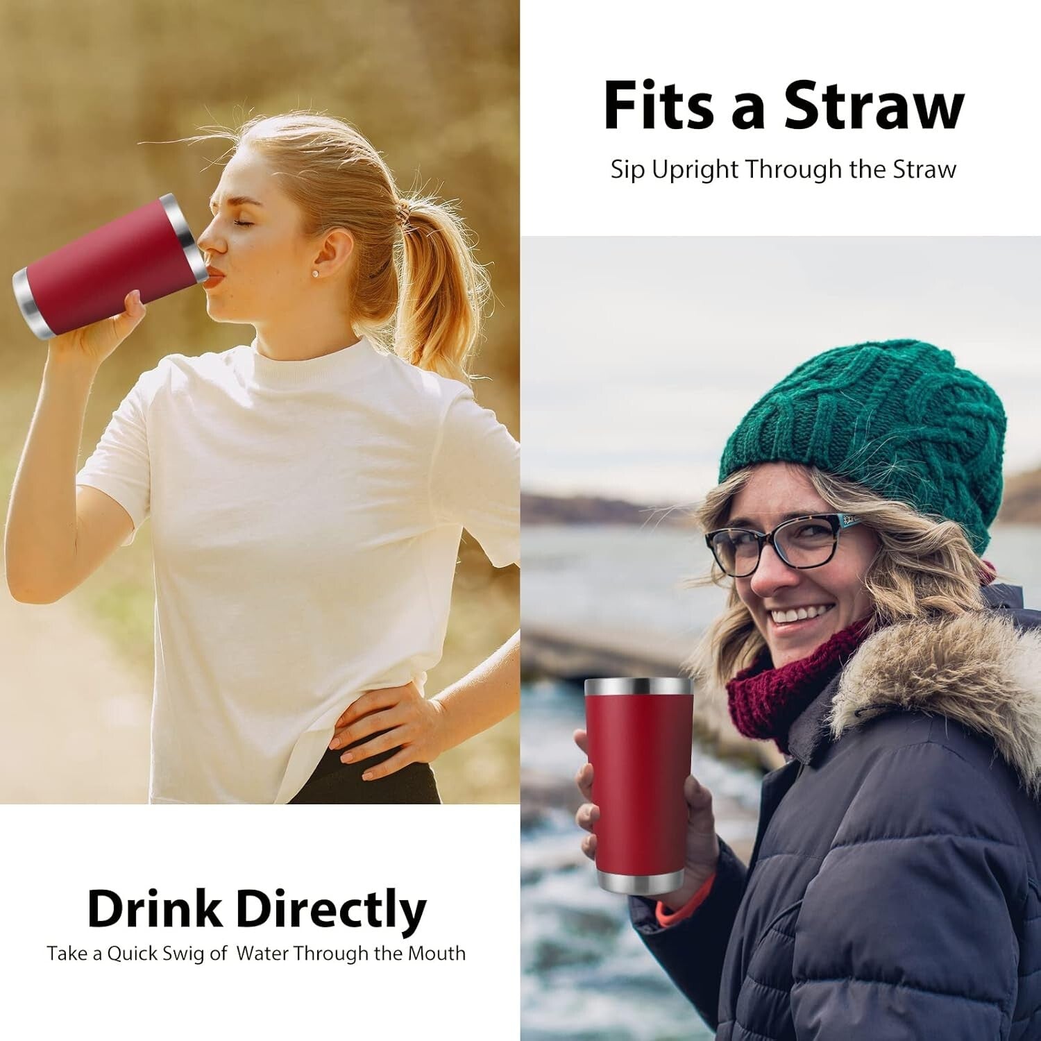 Durable Powder Coated Stainless Steel Tumblers - 20oz, Ideal for Travel