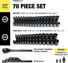 Load image into Gallery viewer, Professional 70-Piece 1/2" Drive Impact Socket Set with Extensions &amp; Adapters