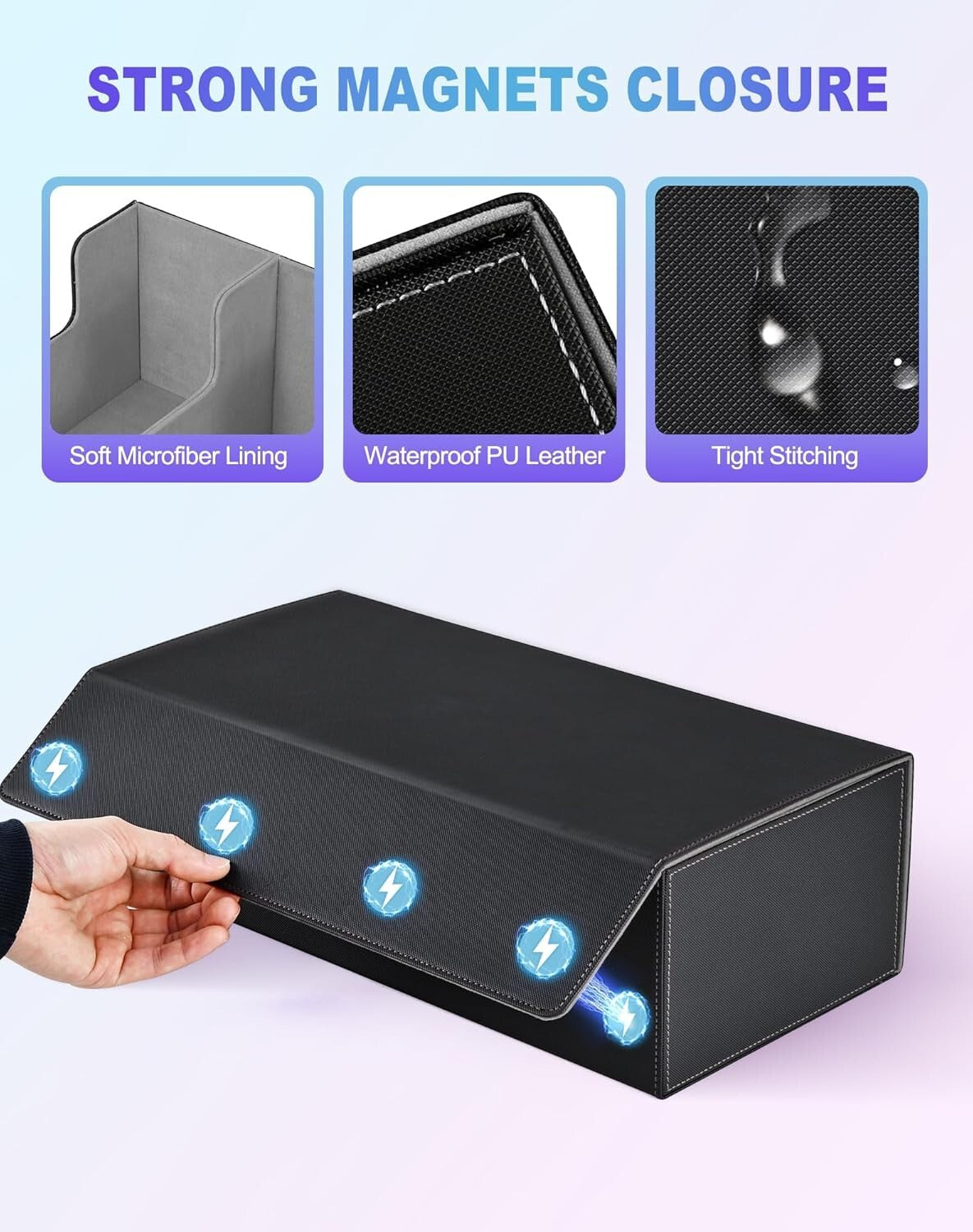 Stylish Faux Leather Card Organizer with Magnetic Closure, Holds 1300+ Cards