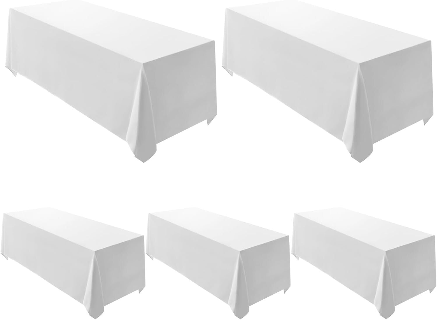 Elegant 5 Pack White 90x132 Inch Tablecloths for Stylish Dining Experiences