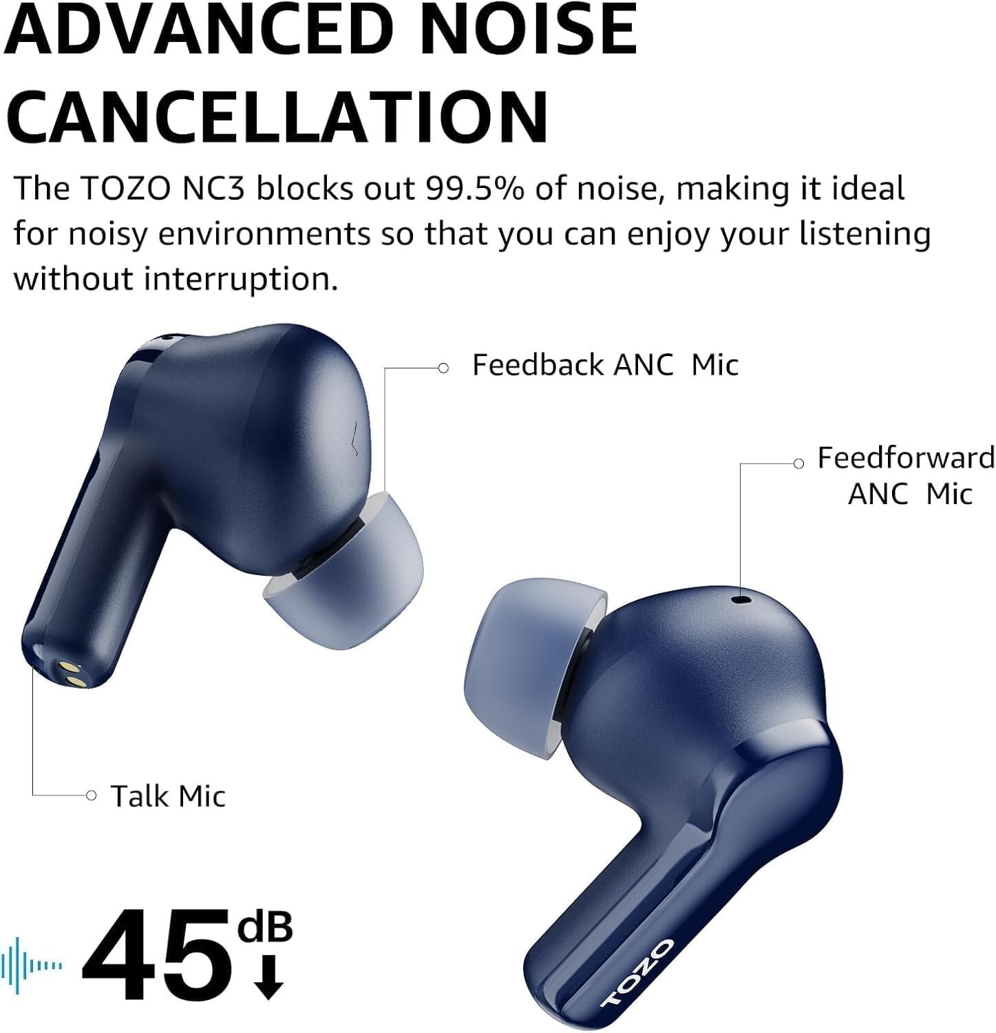 Bluetooth 5.3 Noise Cancelling Earbuds with 32 EQ Modes and Waterproof Design