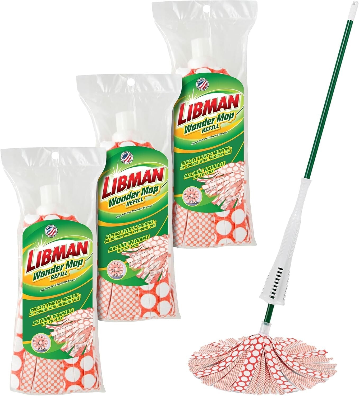 Eco-Friendly Wonder Mop Duo with Easy Wring & 3 Replacement Heads Included
