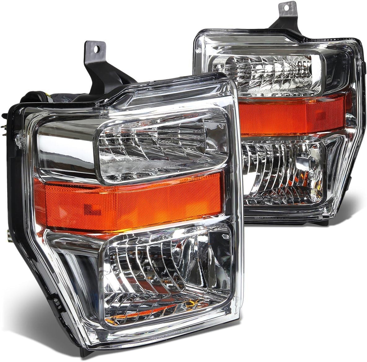 Chrome Amber Headlights Replacement for 08-10 F-250/F-350/F-450/F-550 Super Duty