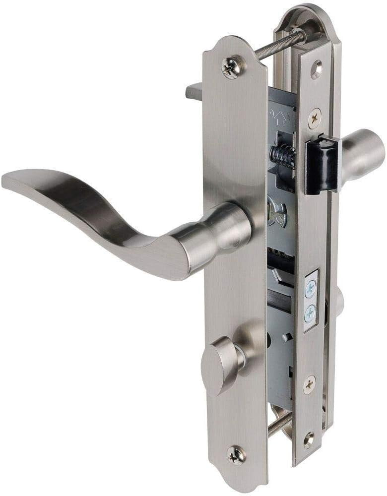 Durable Satin Nickel Door Lock Set with Mortise Lever and Ambidextrous Design