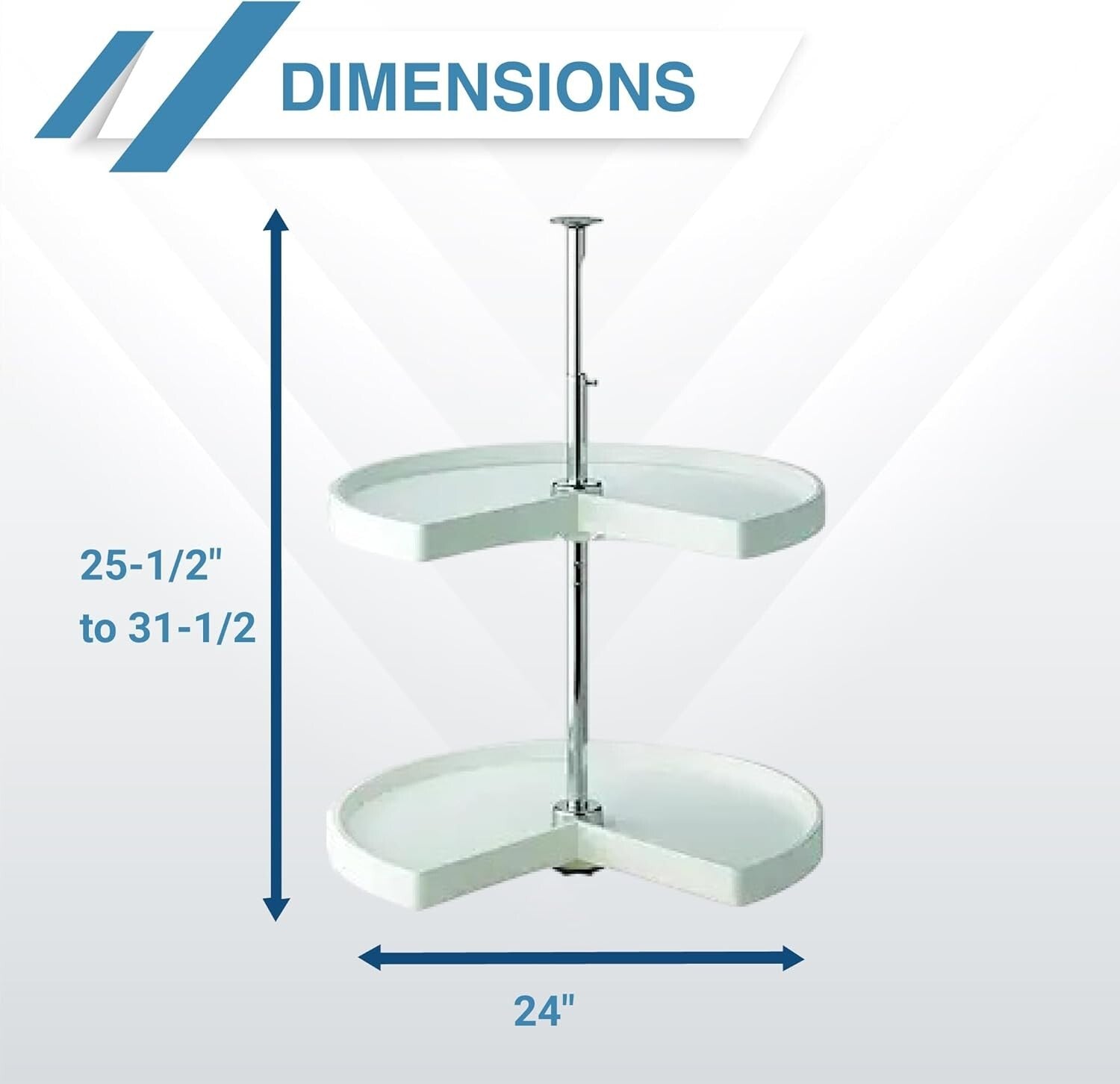2-Shelf White Kidney-Shaped Lazy Susan - Easy Installation and Stylish Design