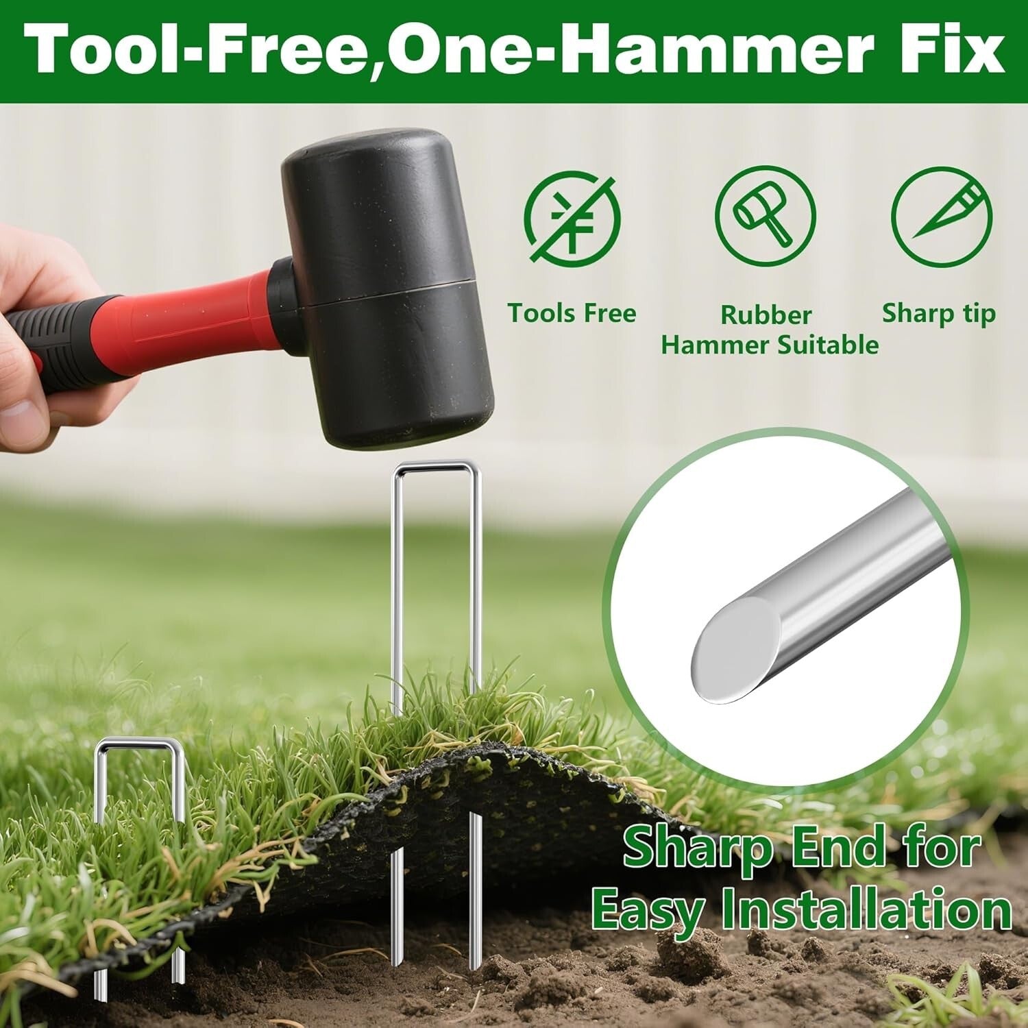 200 Heavy Gauge 8-Inch Garden Staples - Galvanized Steel for Ultimate Durability