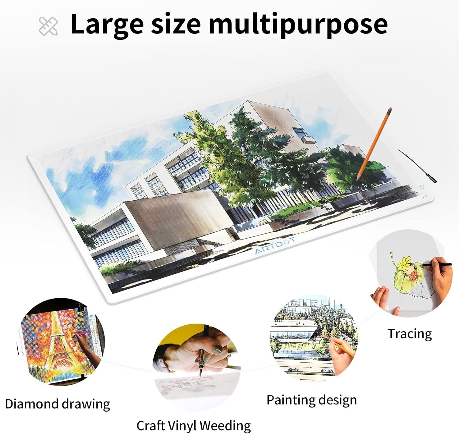 A1 Large Adjustable Brightness LED Light Pad for Diamond Painting & Drawing