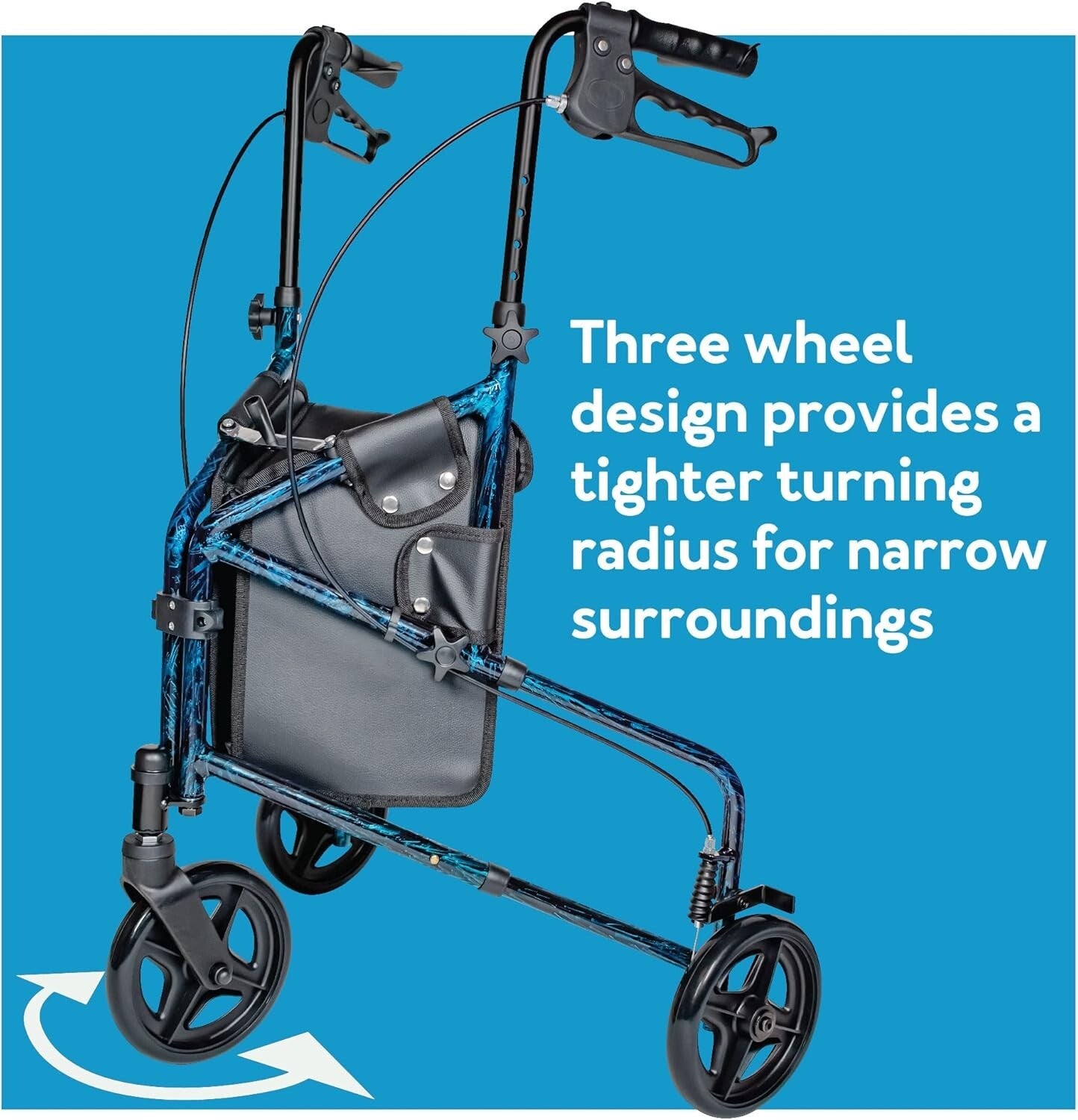 Maneuverable Trio Walker for Seniors - Adjustable Handles and Quick Collapse