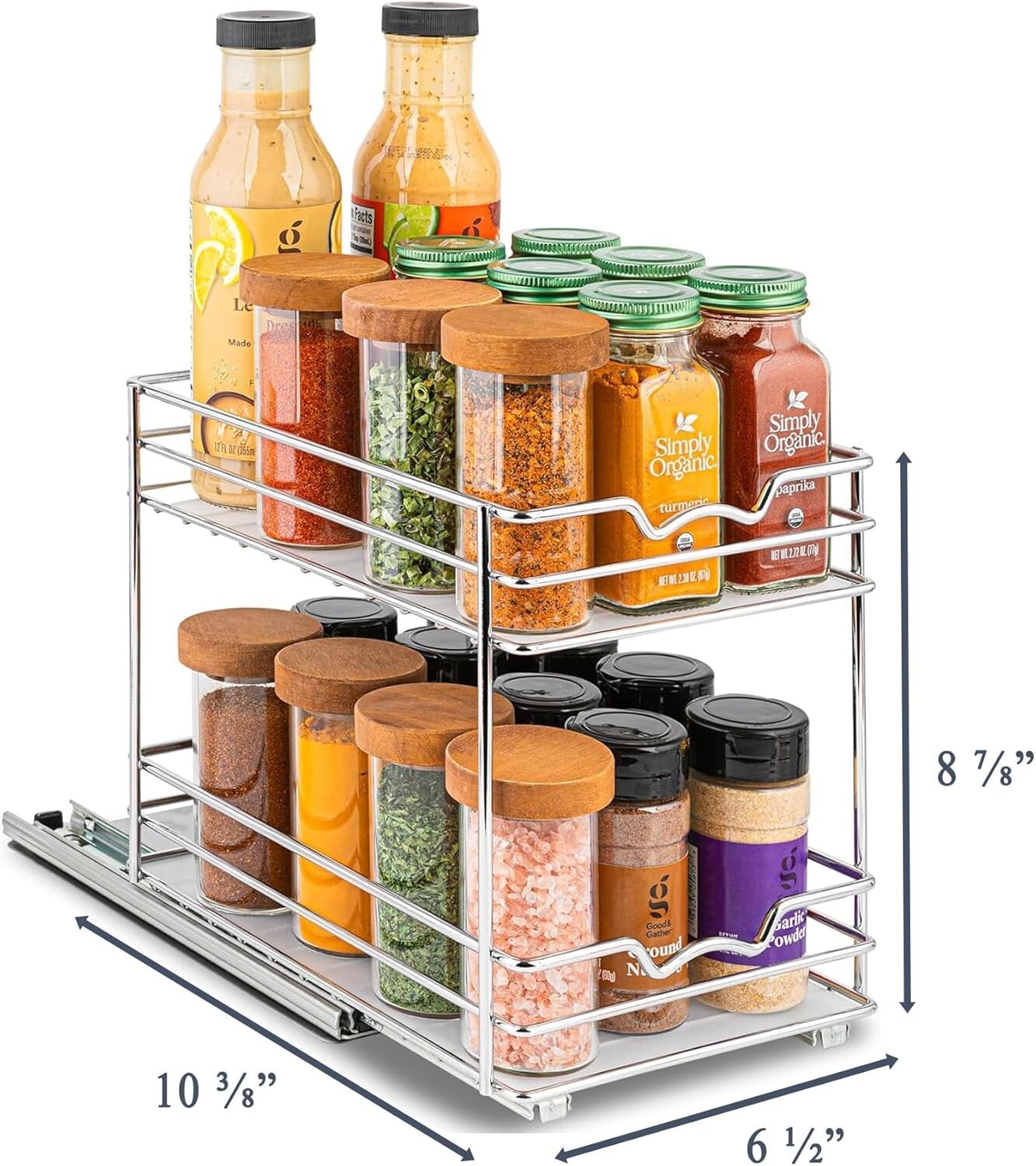 Organize Spices Effortlessly with Heavy-Duty Pull-Out Rack, Lifetime Limited