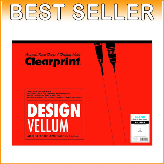 Erasable 18" x 24" 1000H Cotton Vellum Pad - 50 Sheets for Artwork and Drafting