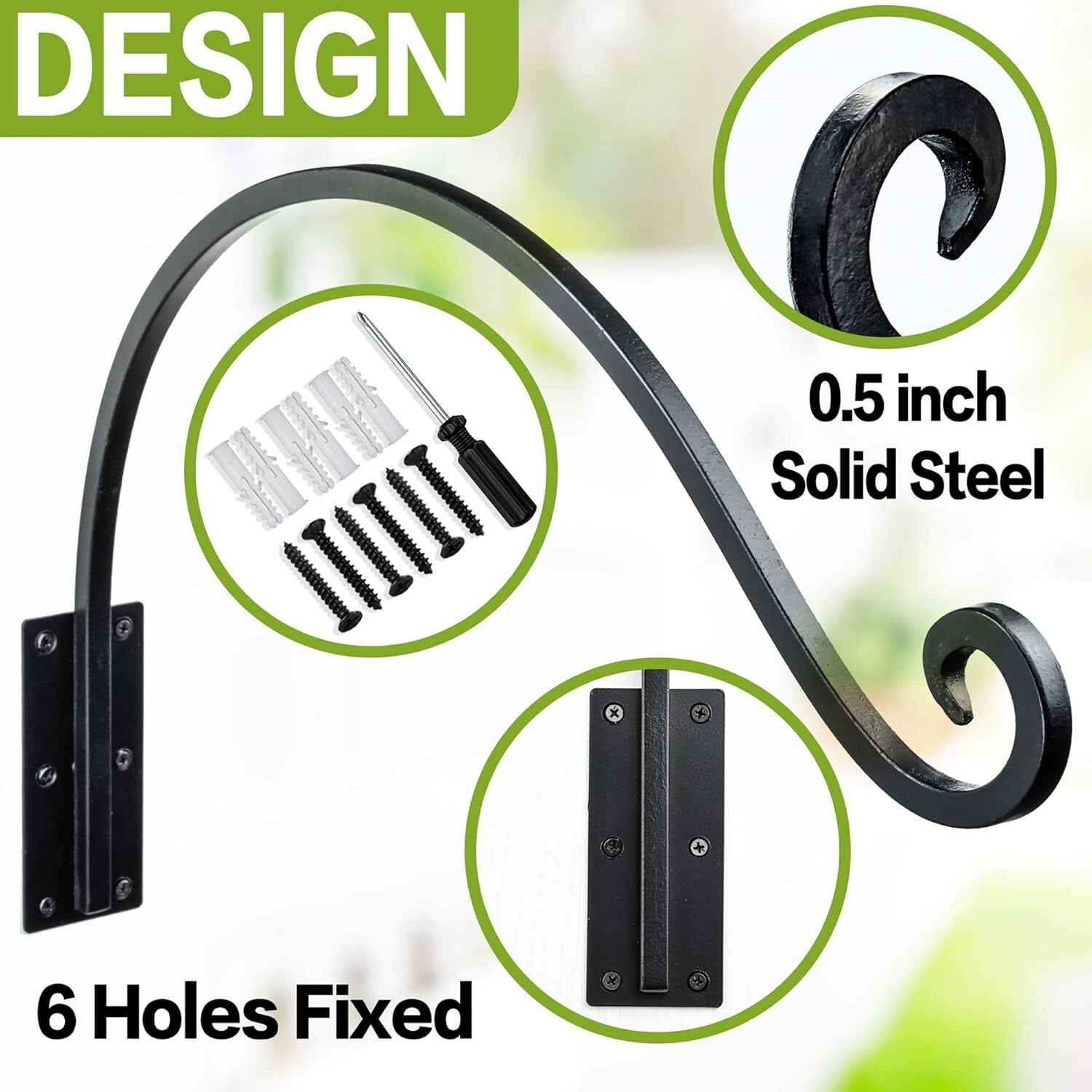 Durable Outdoor Hanging Plant Hook for Flower Pots and Bird Feeders - 100 lbs