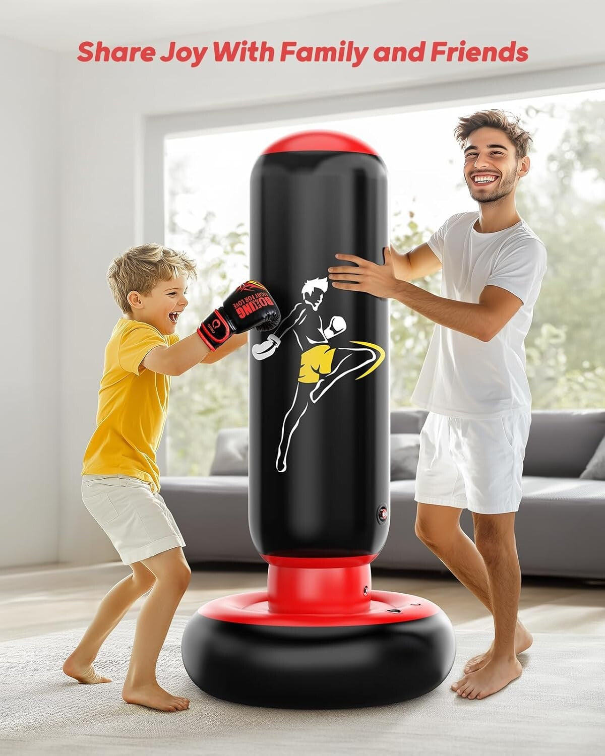 66” Kids Inflatable Boxing Punching Bag & Gloves - Fun Gym Toy for Ages 6-12
