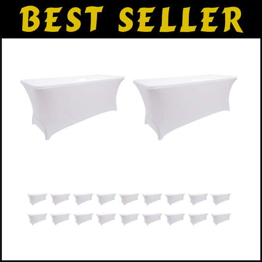 White Spandex 6ft Table Covers - 20pcs, Modern Style for Weddings and Events