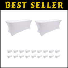 Load image into Gallery viewer, White Spandex 6ft Table Covers - 20pcs, Modern Style for Weddings and Events