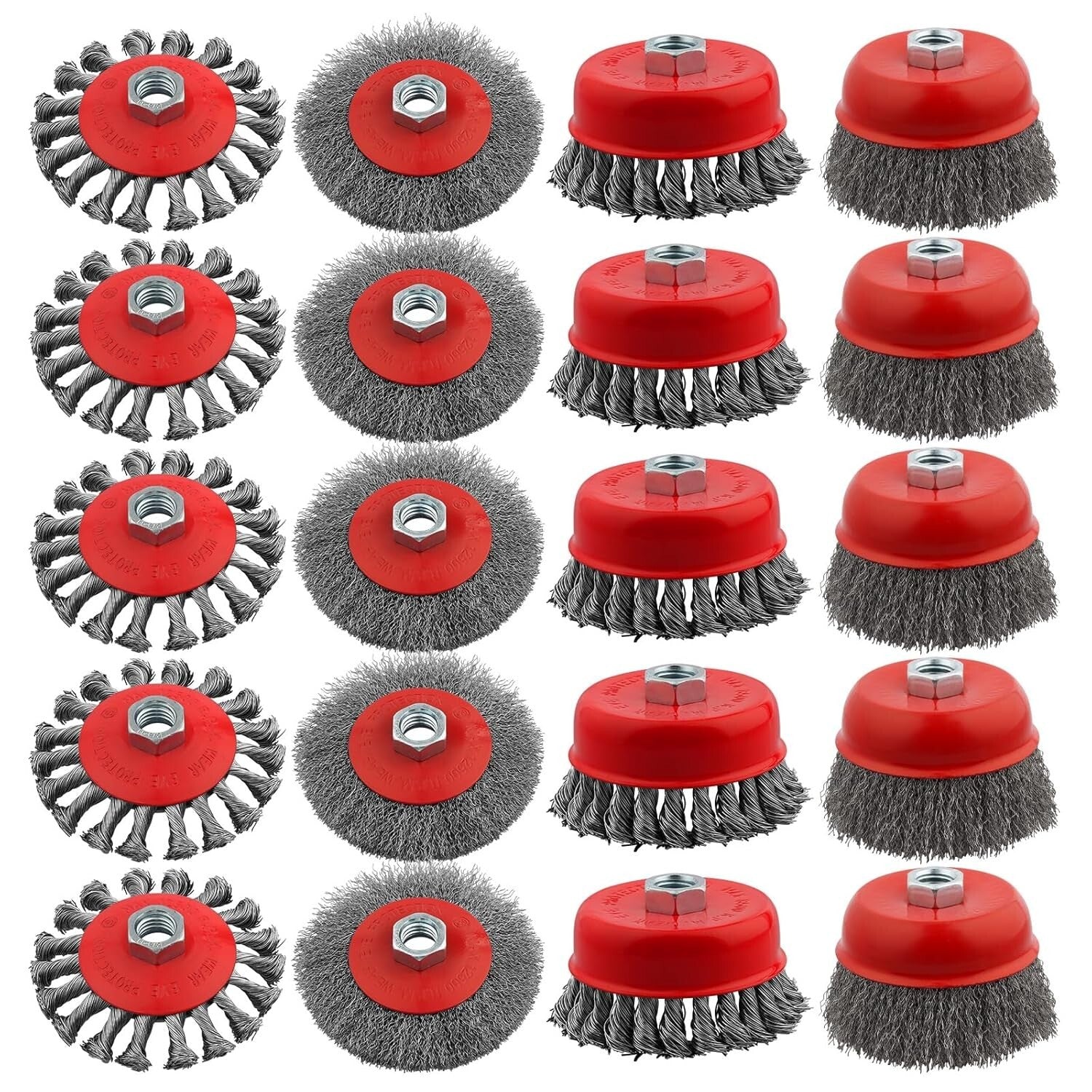 Efficient 4 Inch Knotted Wire Wheel Brush Set - 20 Pack for Surface Cleaning